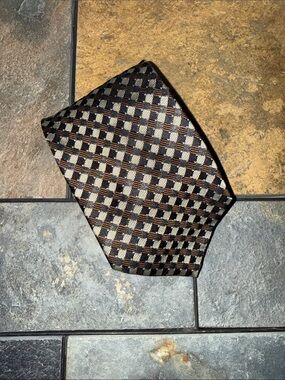Valerio Garati Brown & Black Geometric Silk Tie